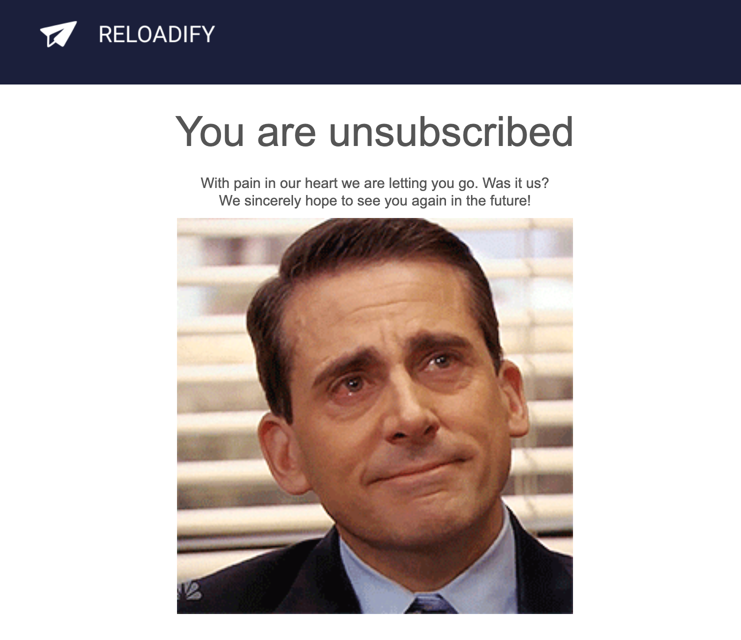 Example unsubscribe page